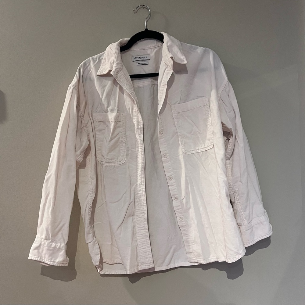 Overlover Cream Ribbed Button Down Top